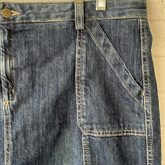 Eddie Bauer Denim Skirt 18 Medium Blue Wash Panel A-Line Front Pockets Retro. - Picture 3 of 15